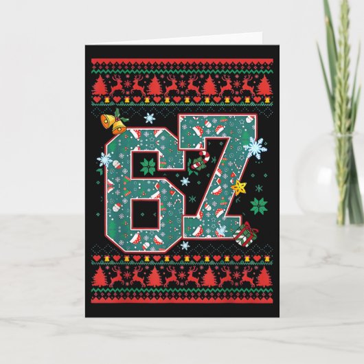 Retro 67 Six Seven Kersttrui Meme Kaart (Voorkant)