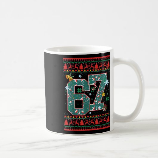 Retro 67 Six Seven Kersttrui Meme Koffiemok (Rechts)