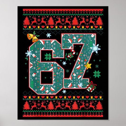 Retro 67 Zes Zeven Kerst T-shirt Meme Poster (Voorkant)