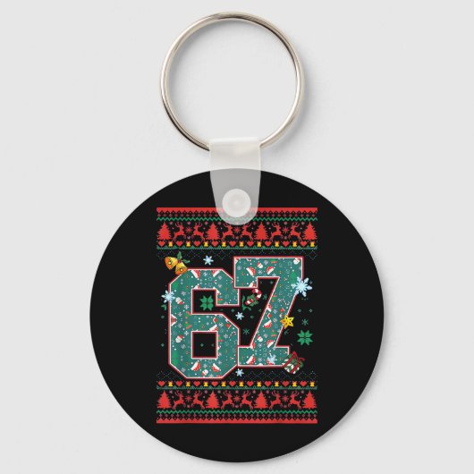 Retro 67 Zes Zeven Kerst T-shirt Meme  Sleutelhanger (Voorkant)