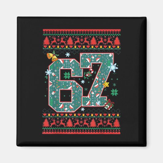Retro 67 Zes Zeven Kersttrui Meme Magneet (Voorkant)