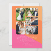 Retro 6 foto's oranje roze bruiloft bedankje kaart (Achterkant)