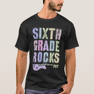 Retro 6th GRADE ROCKS Teacher Rockstar Squad Zesde T-shirt