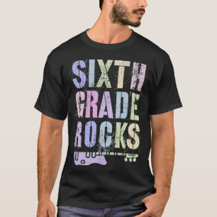 Retro 6th GRADE ROCKS Teacher Rockstar Squad Zesde T-shirt