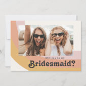 Retro 70 Rainbow Foto Bridesmaid Kaart (Voorkant)