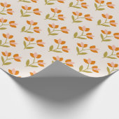 Retro 70 Roze en Oranje Tulpen, omslagpapier Cadeaupapier (Hoek)