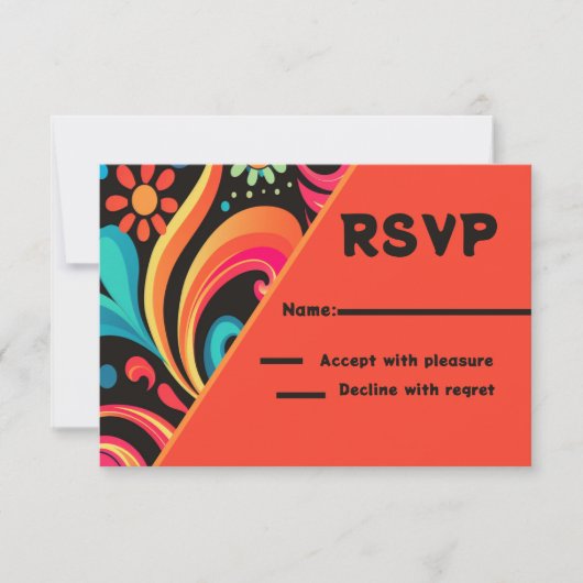 retro 70’s RSVP kaartje (Voorkant)