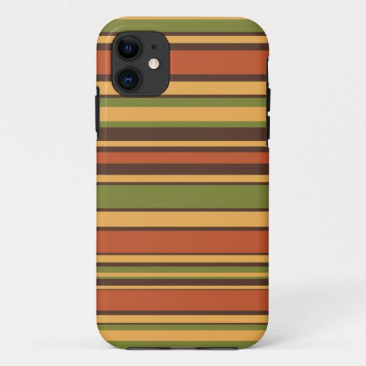 Retro 70 s Stripes Brown Avocado Mustard Case-Mate iPhone Case (Achterkant)