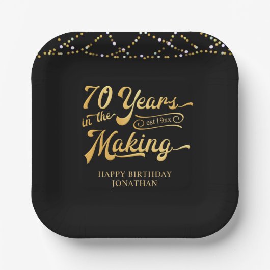 Retro 70e verjaardag 70 jaar in de schijnwerpers papieren bordje (Voorkant)