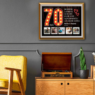 Retro 70e verjaardag Harten aangepaste foto collag Poster