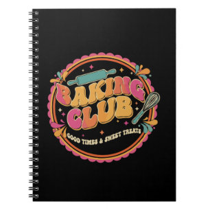 Retro 70er "Bakclub" Groovy Zoete Traktaties Ontwe Notitieboek