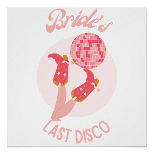 Retro 70er Bruid's Laatste Disco Afscheid Als Meis Perfect Poster (Voorkant)