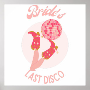 Retro 70er Bruid's Laatste Disco Afscheid Als Meis Poster