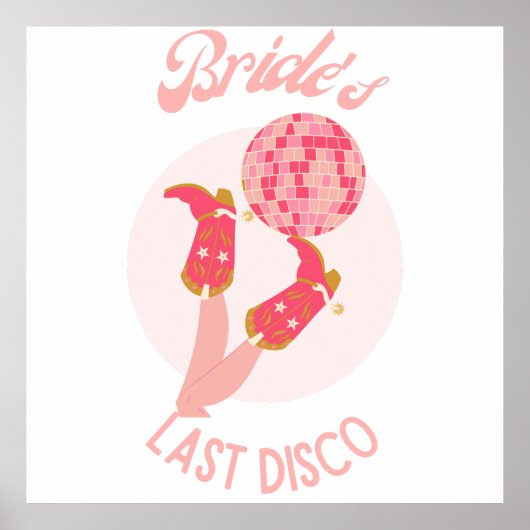 Retro 70er Bruid's Laatste Disco Afscheid Als Meis Poster (Voorkant)
