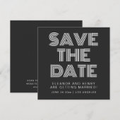 Retro 70er Disco Typografie Zwart Save the Date (Voorkant / Achterkant)