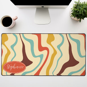 Retro 70er jaren Abstracte Marmer Werveling Crème  Bureaumat