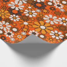 Retro 70er jaren Boho Bloemmotief Bruin Oranje Cad