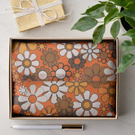 Retro 70er jaren Boho Bloemmotief Bruin Oranje Tissuepapier