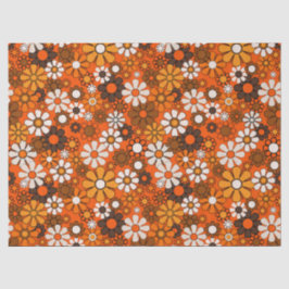 Retro 70er jaren Boho Bloemmotief Bruin Oranje Tissuepapier