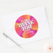 Retro 70er jaren Disco Feest Bedankjes, SARA Ronde Sticker (Envelop)
