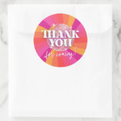 Retro 70er jaren Disco Feest Bedankjes, SARA Ronde Sticker (Tas)