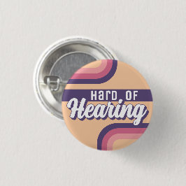 Retro 70er Jaren Geel Paars Schrift Moeilijk Horen Ronde Button 3,2 Cm
