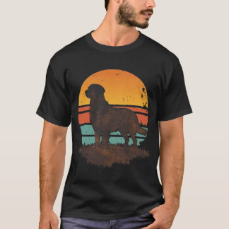 Retro 70er jaren Gouden Retriever Hond Zonsonderga T-shirt