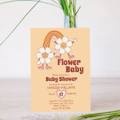 Retro 70er jaren groovy boho bloem baby  kaart