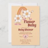 Retro 70er jaren groovy boho bloem baby  kaart (Voorkant)