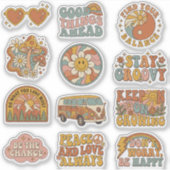 Retro 70er jaren Groovy Boho stickers Stickerpakke (Voorkant)