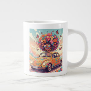 Retro 70er jaren Groovy Flower Power Grote Koffiekop