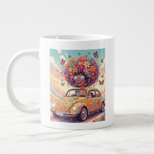 Retro 70er jaren Groovy Flower Power Grote Koffiekop