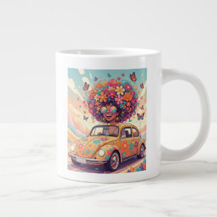 Retro 70er jaren Groovy Flower Power Grote Koffiekop