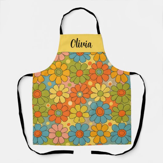 Retro 70er jaren Groovy Flower Power Schort (Voorkant)
