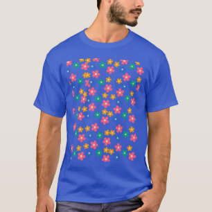 Retro 70er jaren madeliefjes in oranje lila vriend t-shirt