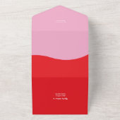 Retro 70er jaren Roze en Rode Neon Bruiloft All In One Uitnodiging (Buitenkant)