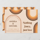 Retro 70er Regenbogen Minimalistische Bruine Boog  Save The Date (Voorkant / Achterkant)