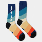 Retro 70er Strepen Gepersonaliseerde naam Sokken (Rechts)