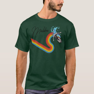 Retro 70s80s Style Rainbow Surfing Wave Malibu T-shirt