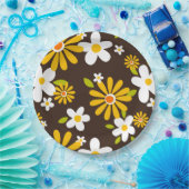 retro 70s 60s bloemenvormig papier papieren bordje (Feest)