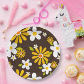 retro 70s 60s bloemenvormig papier papieren bordje (Feest)
