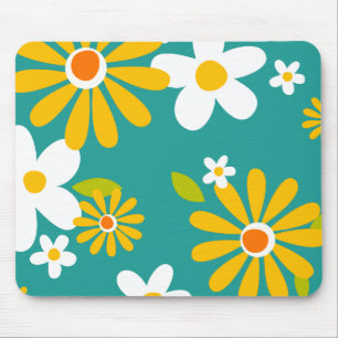 retro 70s 60s bloempatroon stijl muismat