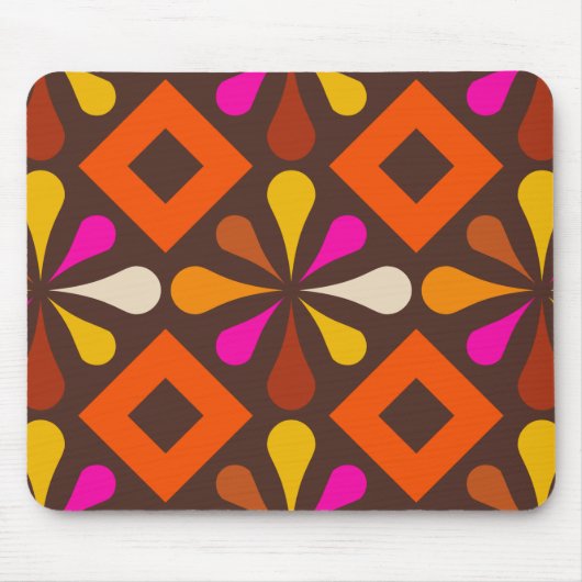 Retro 70s 60s Patroon Stijl Muismat (Voorkant)