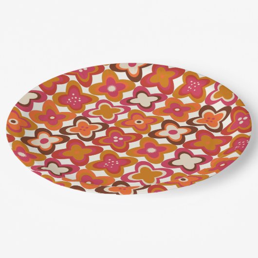 retro 70s 60s patroonpapier borden papieren bordje (Gekanteld)