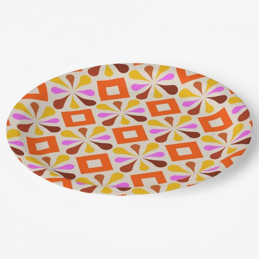 retro 70s 60s patroonpapier borden papieren bordje (Gekanteld)
