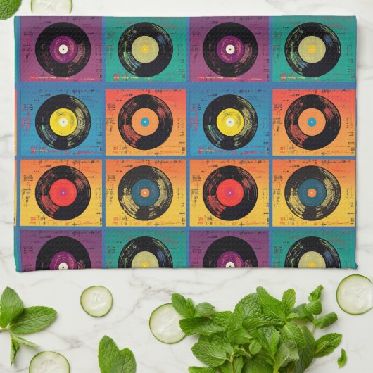 Retro 70s 60s Vinyl Record Album Theedoek (Gevouwen)