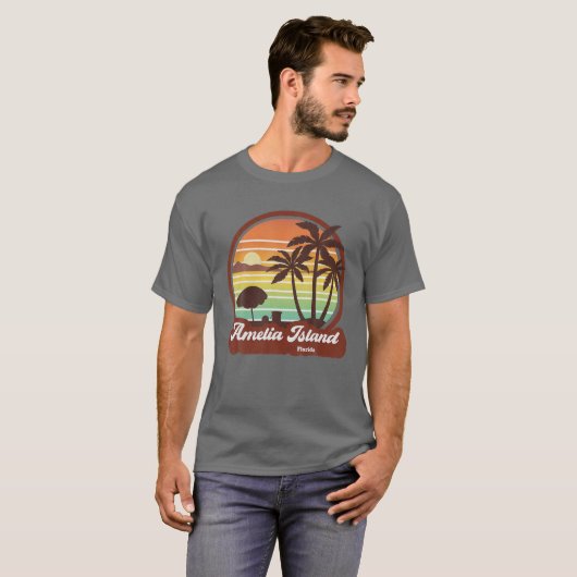 Retro 70S 80S Amelia Island Florida Beach T-shirt (Voorkant volledig)