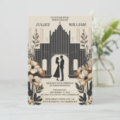 Retro 70s 80s Fast Bold Boho Courthouse Bruiloft Kaart (Staand voorkant)