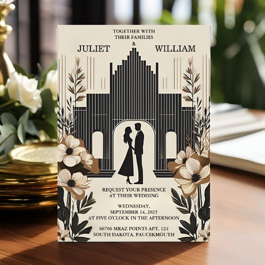 Retro 70s 80s Fast Bold Boho Courthouse Bruiloft Kaart