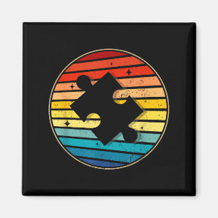 Retro 70s 80s puzzel autisme bewustzijn dag kinder magneet